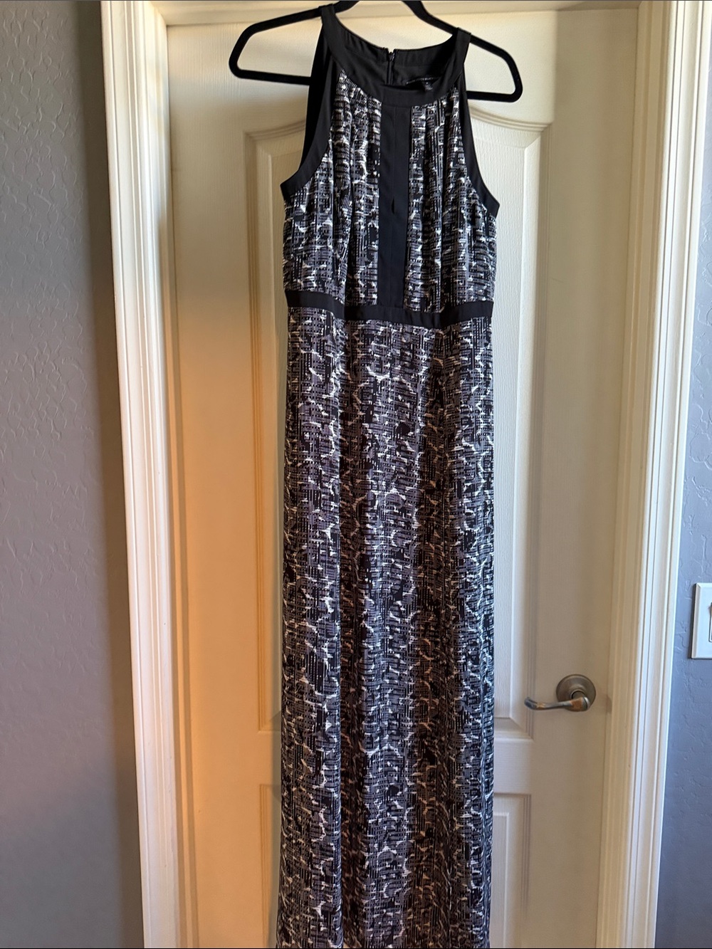 White House Black Market Black and White Patterned Maxi Dress